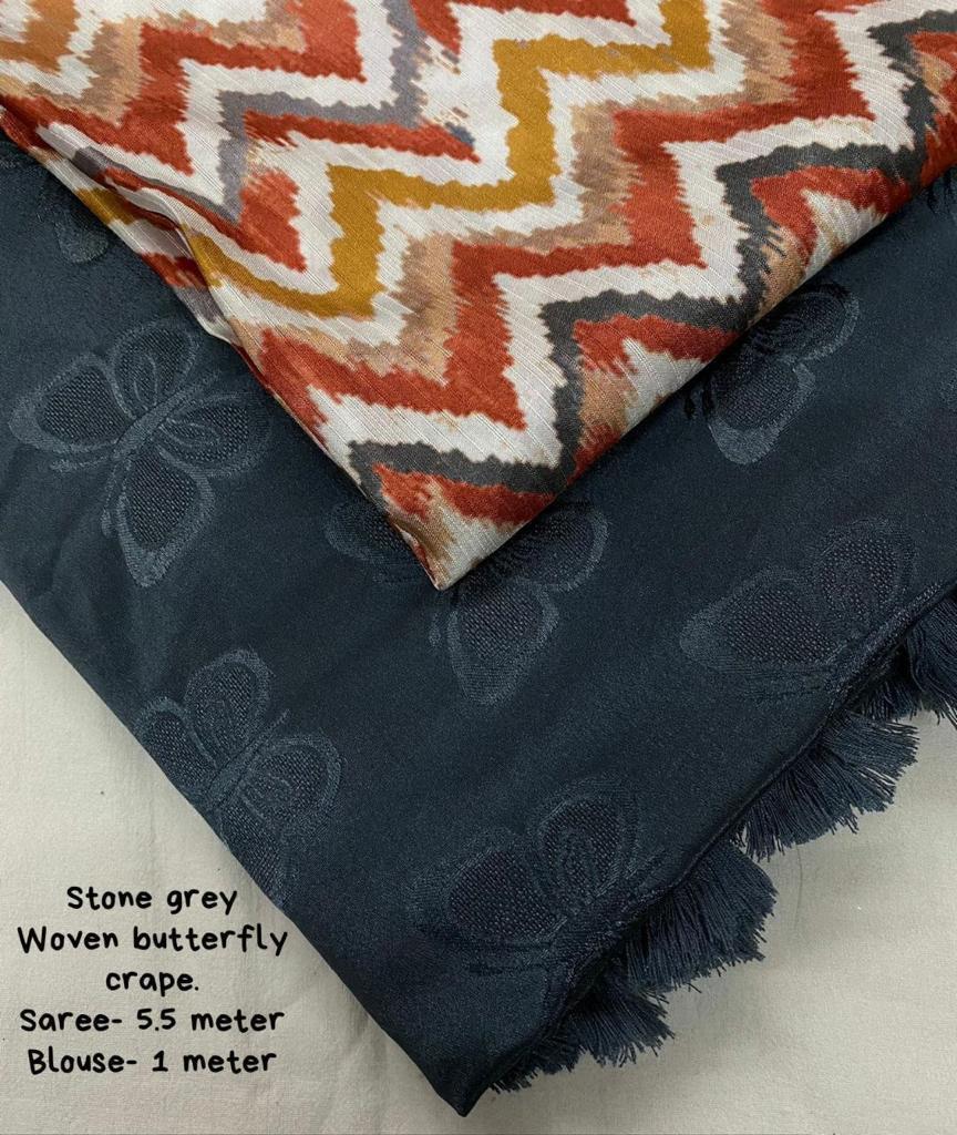 Soft Turkey Silk Woven Butterfly Design Saree with Mulberry Silk Printed Blouse