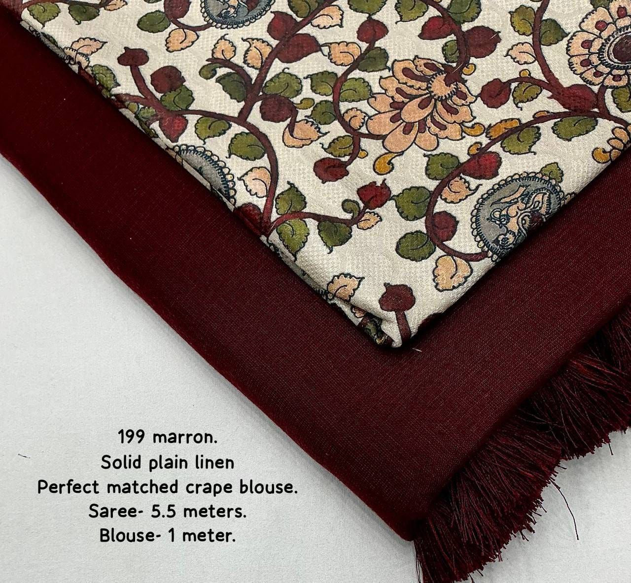 Soft Linen Cotton Tassels Dark Shade Saree with Self Tilak Woven Crape Silk Blouse