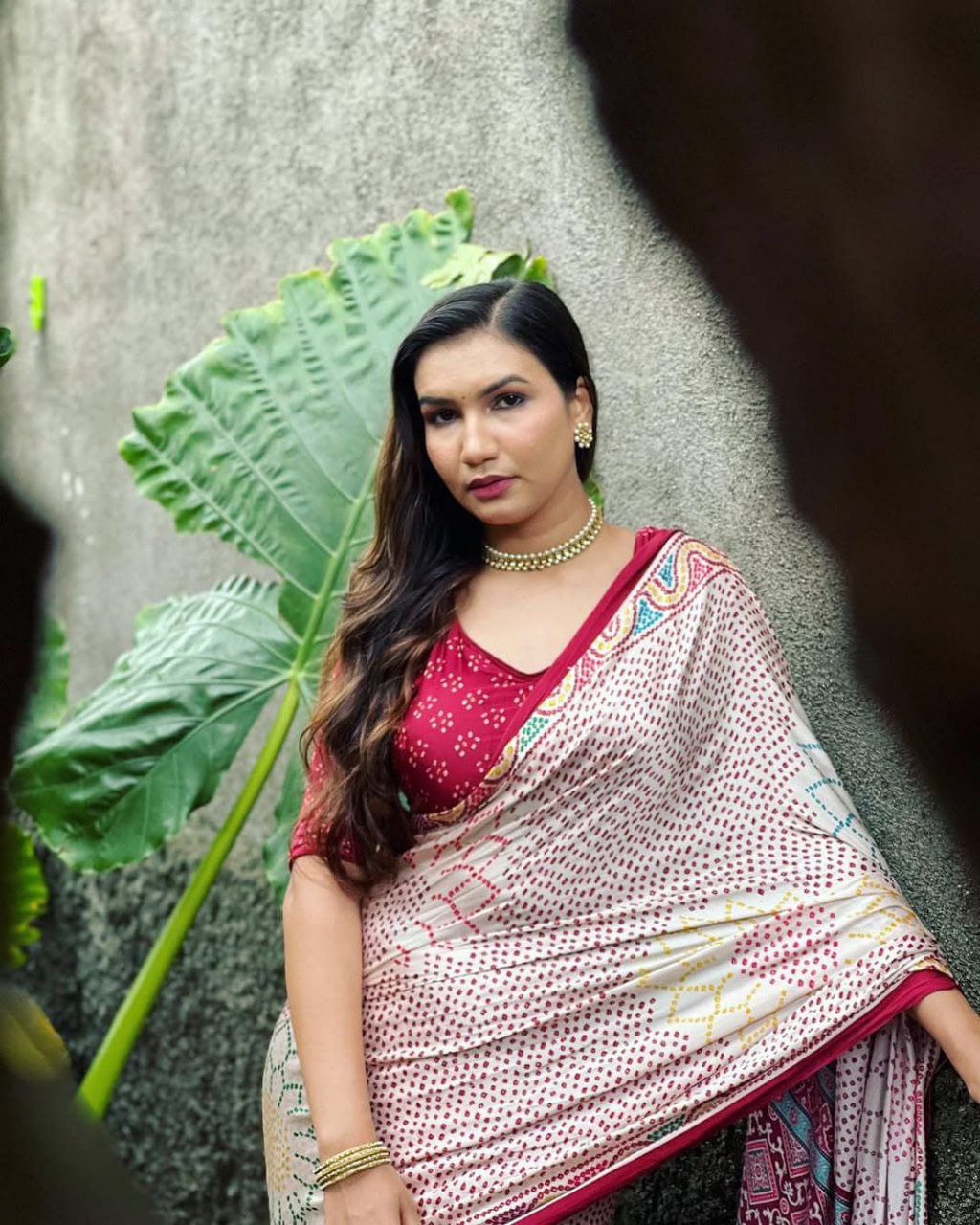 Pure Gajji Silk Lagdi Patta Bandhani Saree