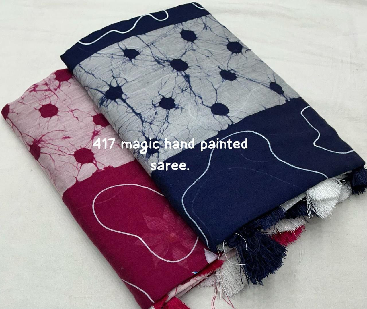 Hand-Painted Pure Chanderi Batik Print Cotton Saree with Crack Blouse