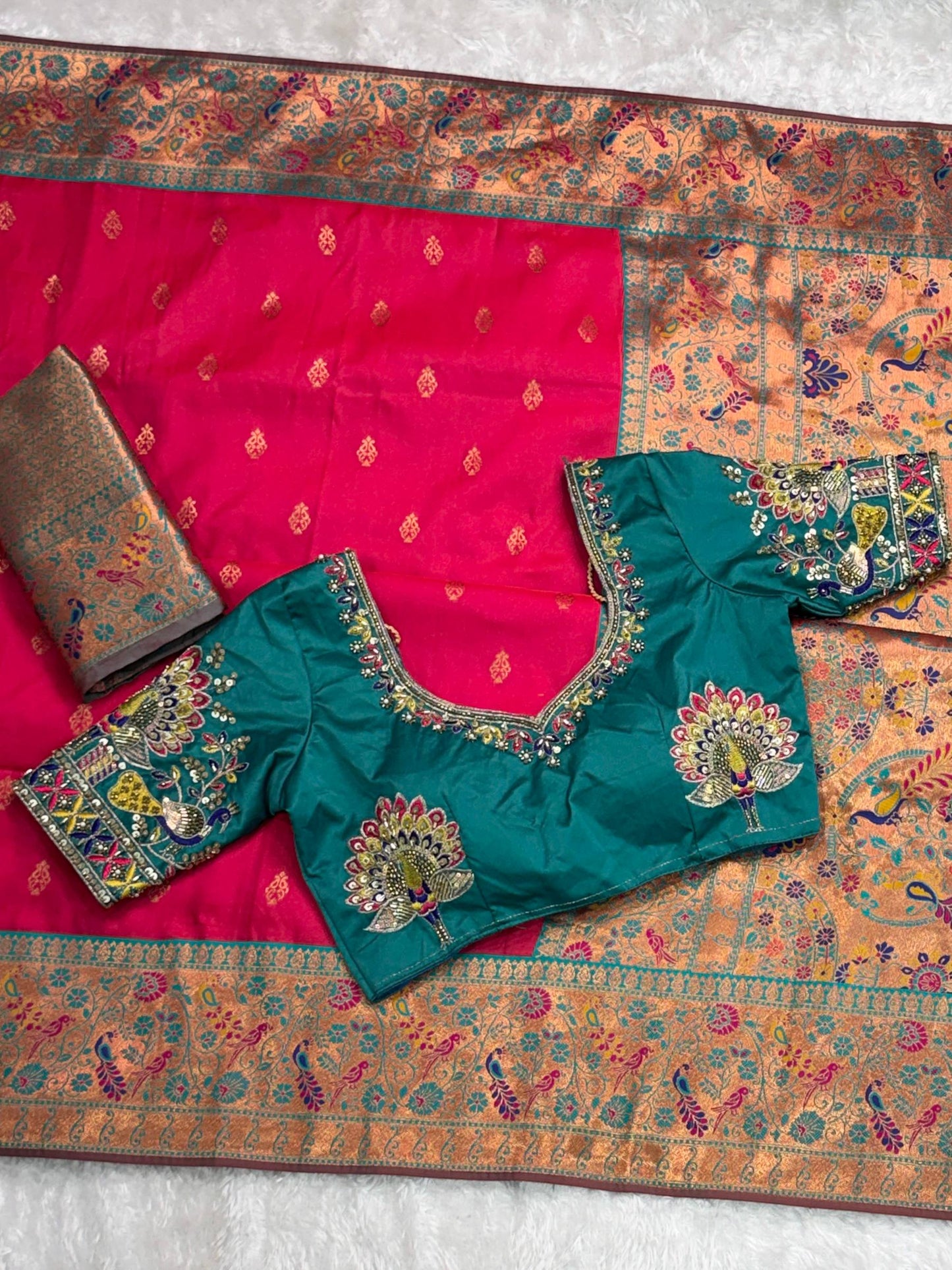 Heavy Minakari Banarasi Silk Saree with Two Unstitched Blouses