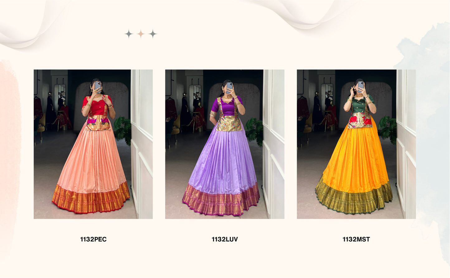 Women's Cotton Silk Zari Weaving Work Jacquard Co-ord Set Lehenga Choli Set