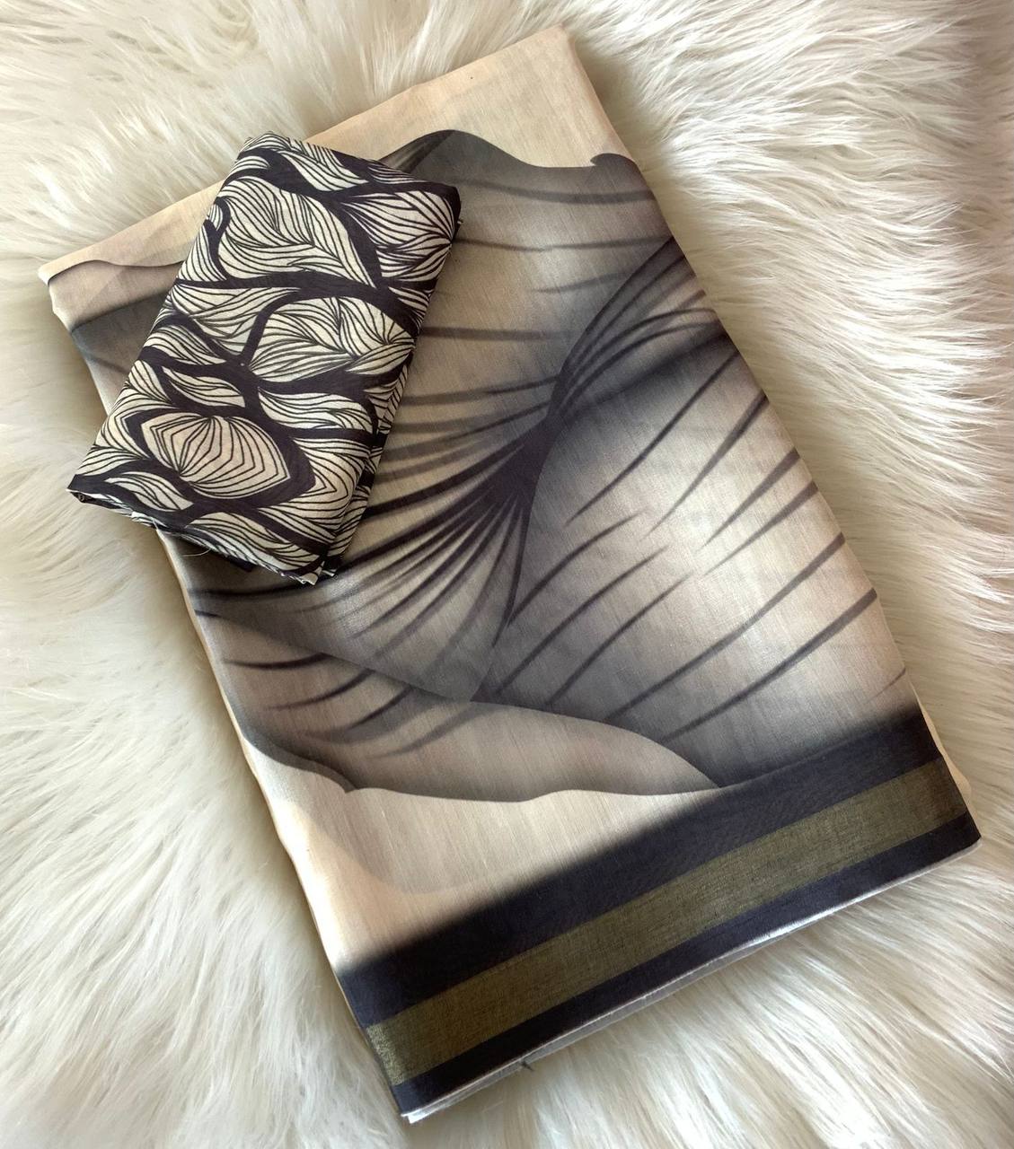 Sketch Design Premium Cotton Silk Saree with Rich Pallu & Printed Blouse