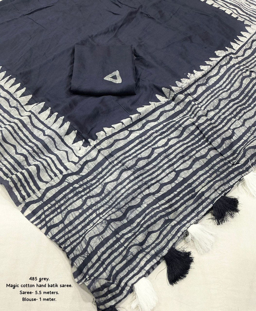 Pure Chanderi Cotton Gala Style Prints Batik Saree with Blouse