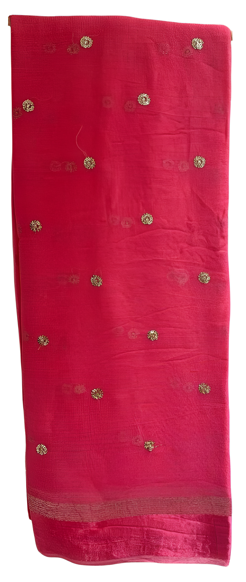 Pure Viscose Georgette Saree with Fancy Leaf Sequins & Satin Patta Border