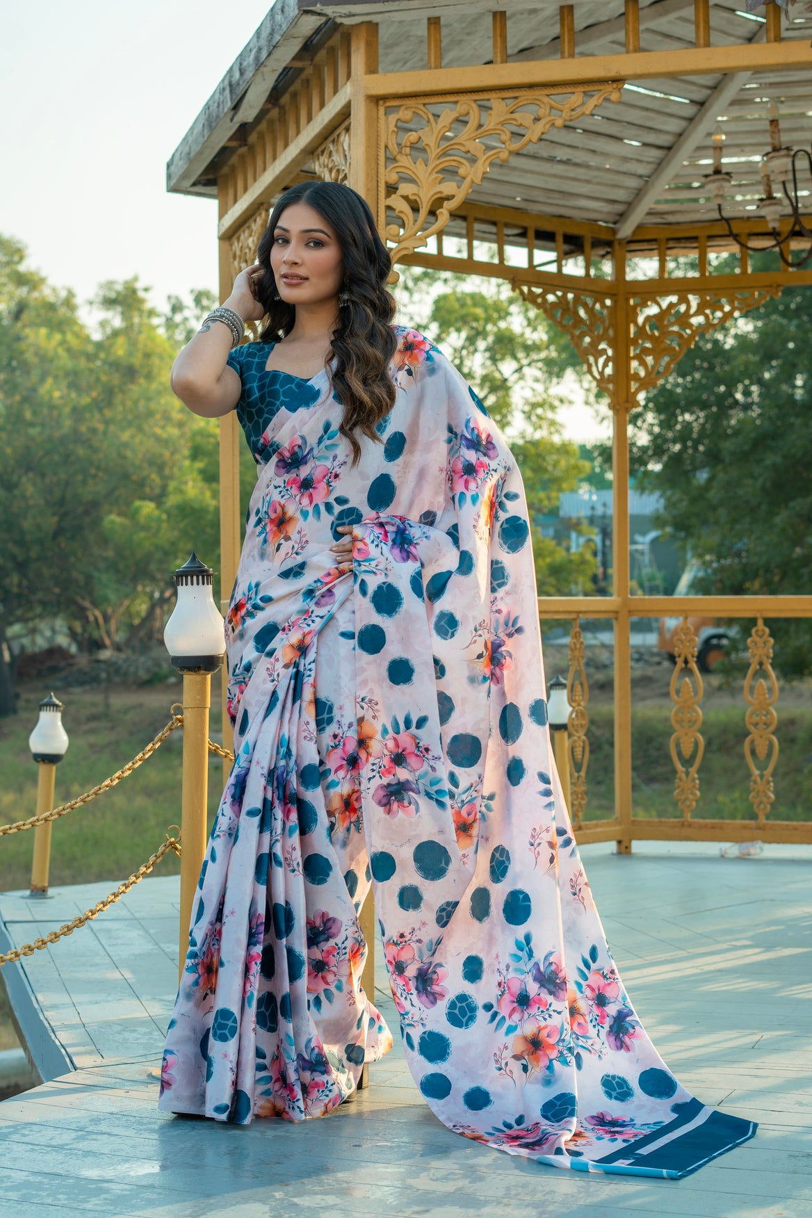 Original Japan Satin Saree with Stunning Digital Prints