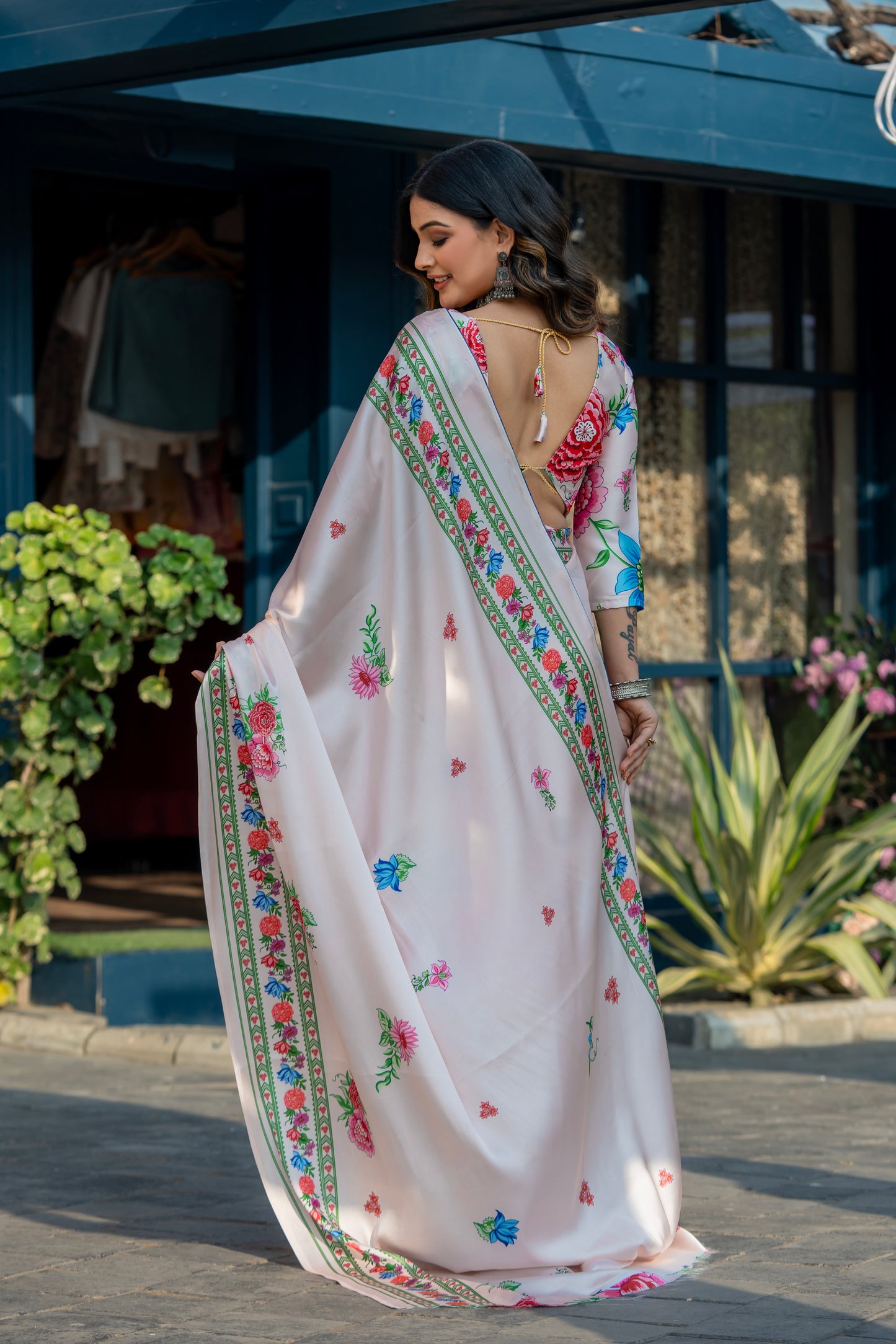 Designer Devsena Satin Saree with Digital Print Blouse