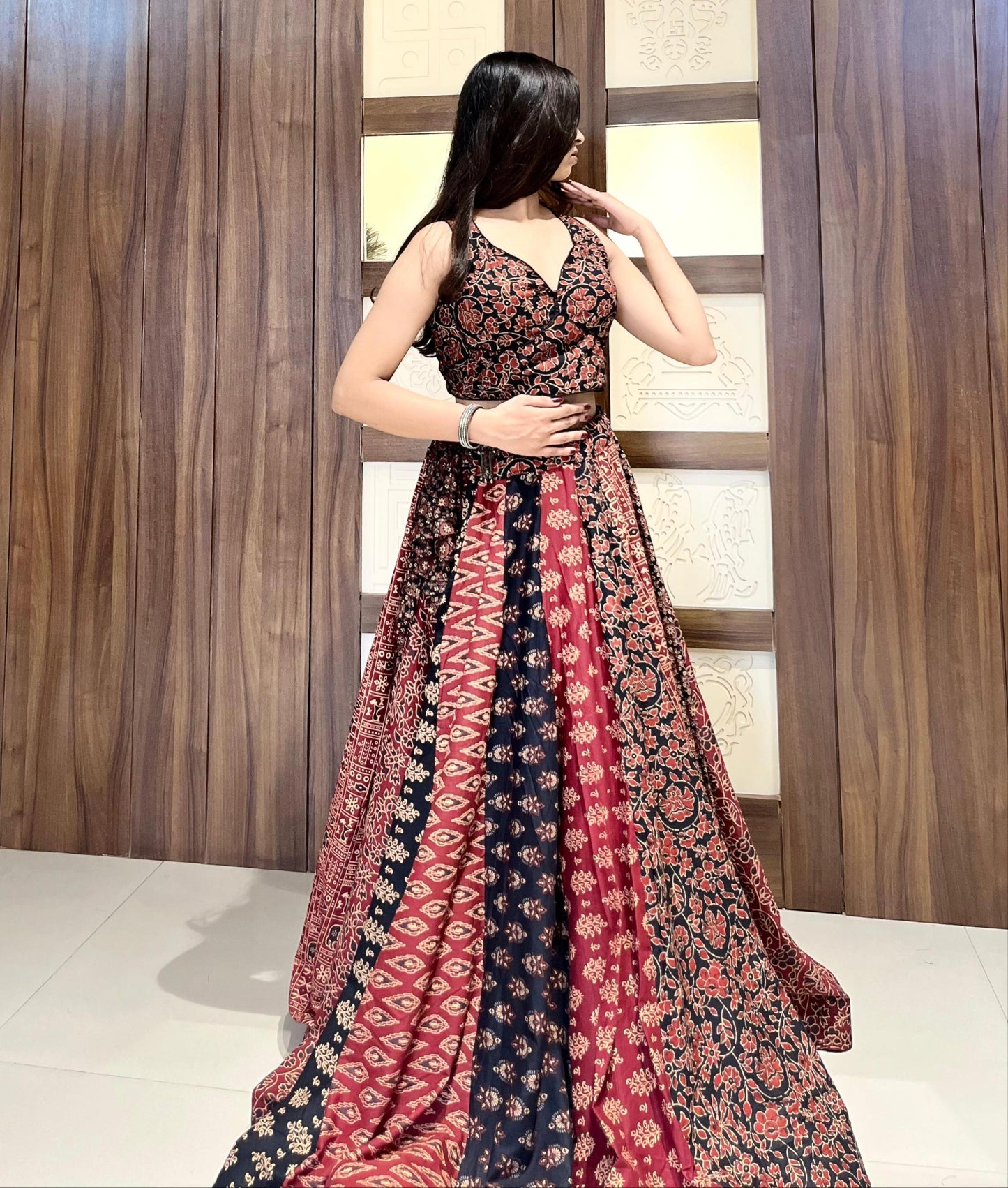 Navratri Special Pure Ajrakh Cotton Ready-to-Wear Lehenga Choli Set