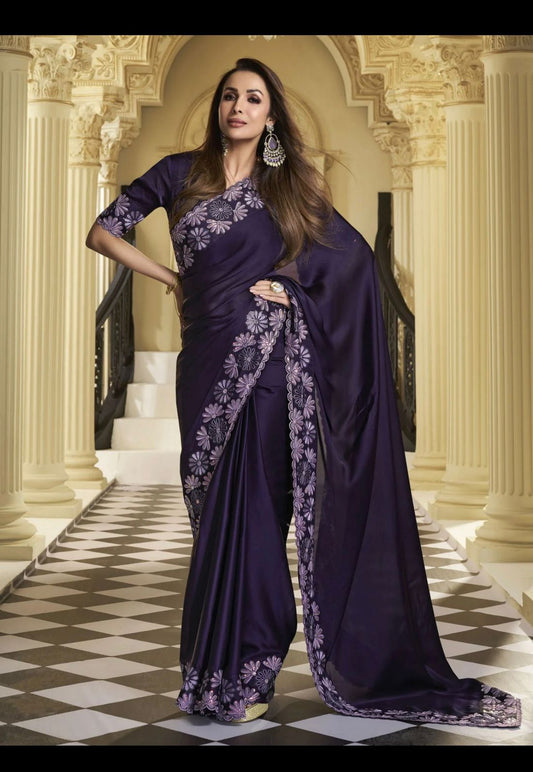 Malaika Arora Inspired Sequins Embroidery Work Saree