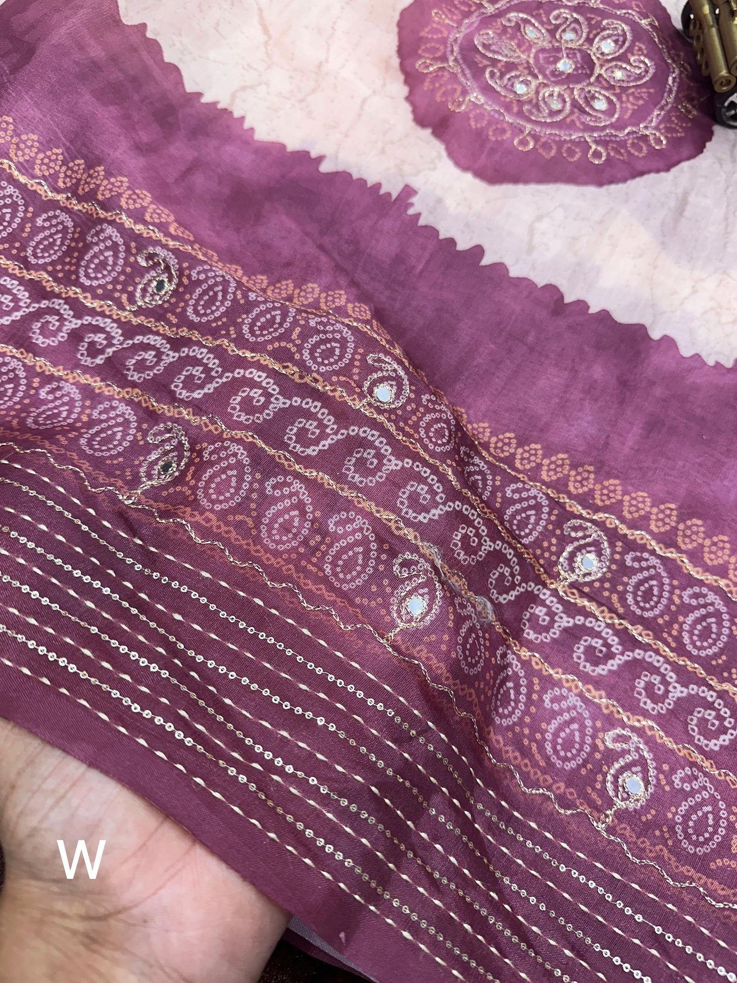 Festive Hand Kantha & Gotta Patti Mirror Work Colourful Silk Saree with Blouse