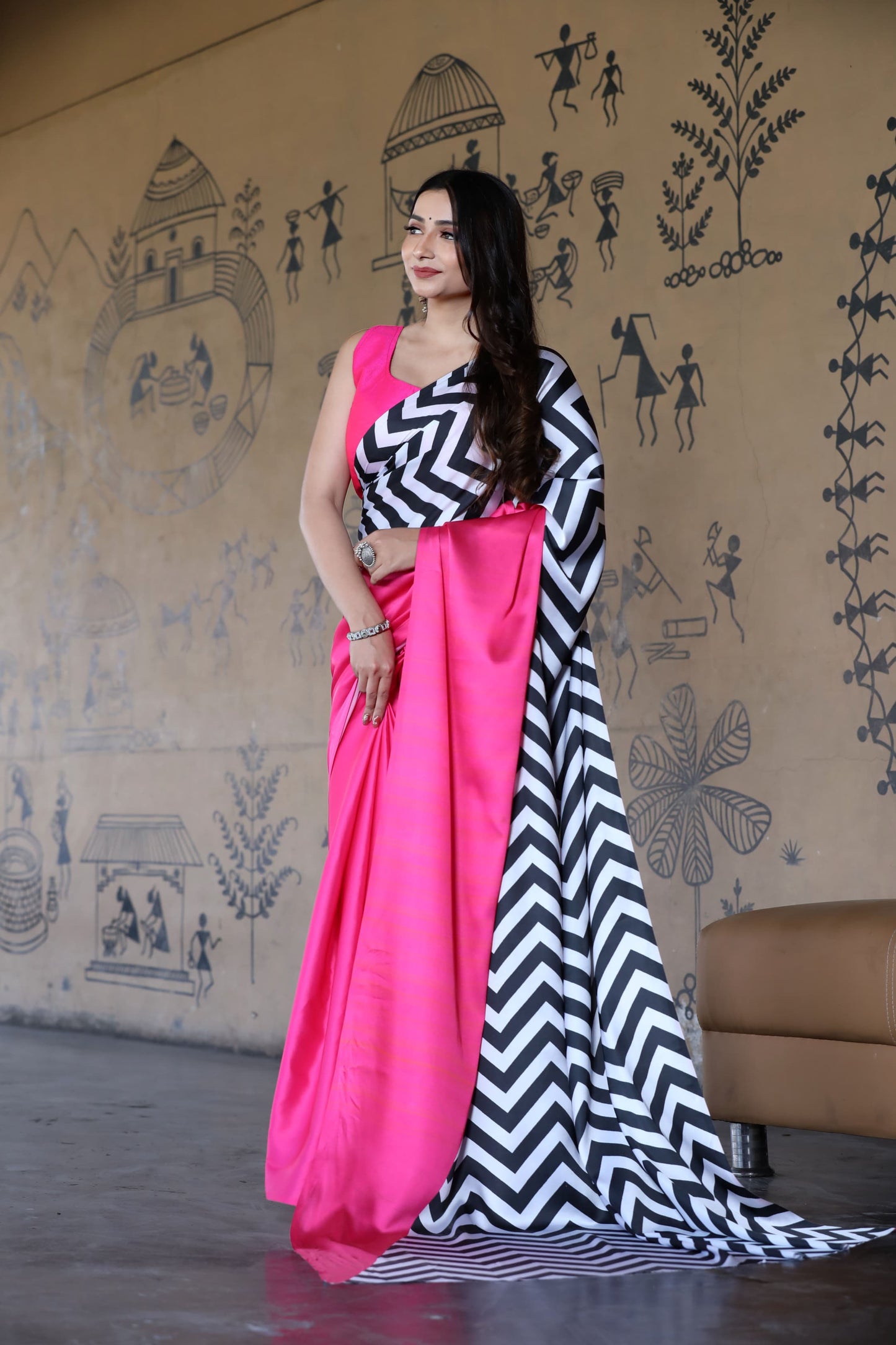 Elegant Original Digital Print Japan Satin Saree with Banglori Blouse