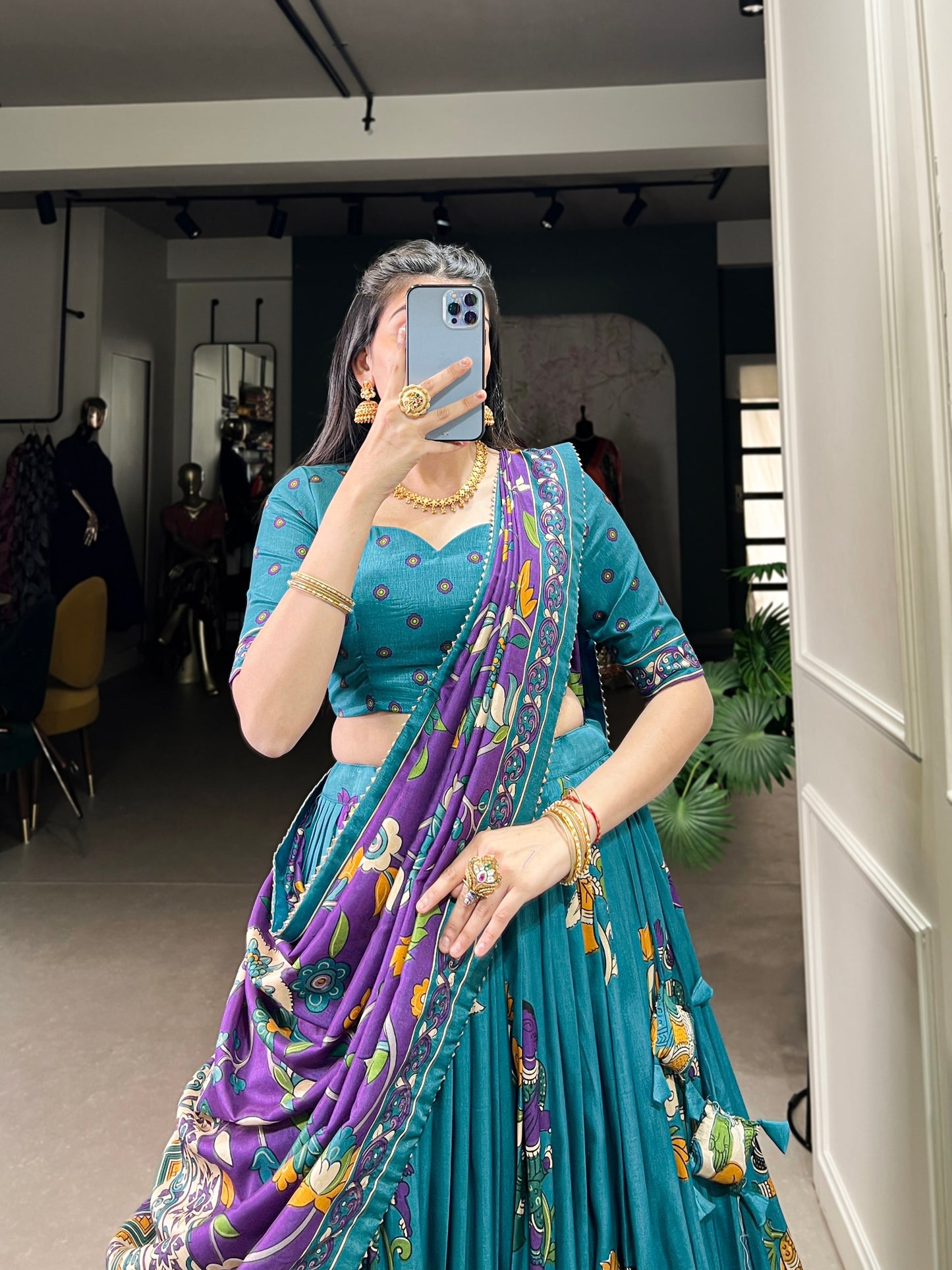 ✨ Kalamkari Print Tussar Silk Lehenga Choli with Gotta Patti Dupatta | Traditional Indian Festive Wear