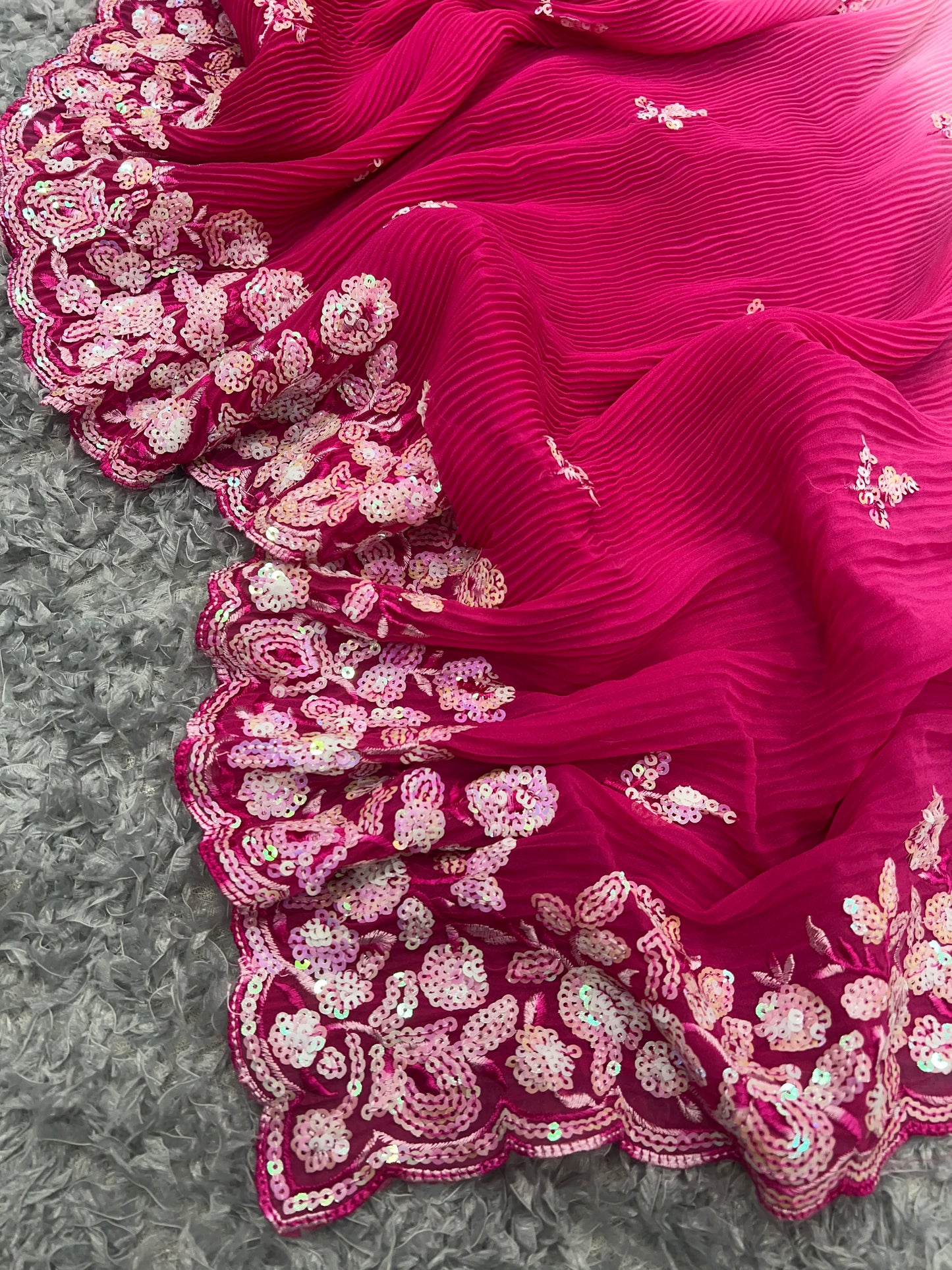 "Radiant Georgette Sequins With Crush Saree - Elevate Your Occasions"