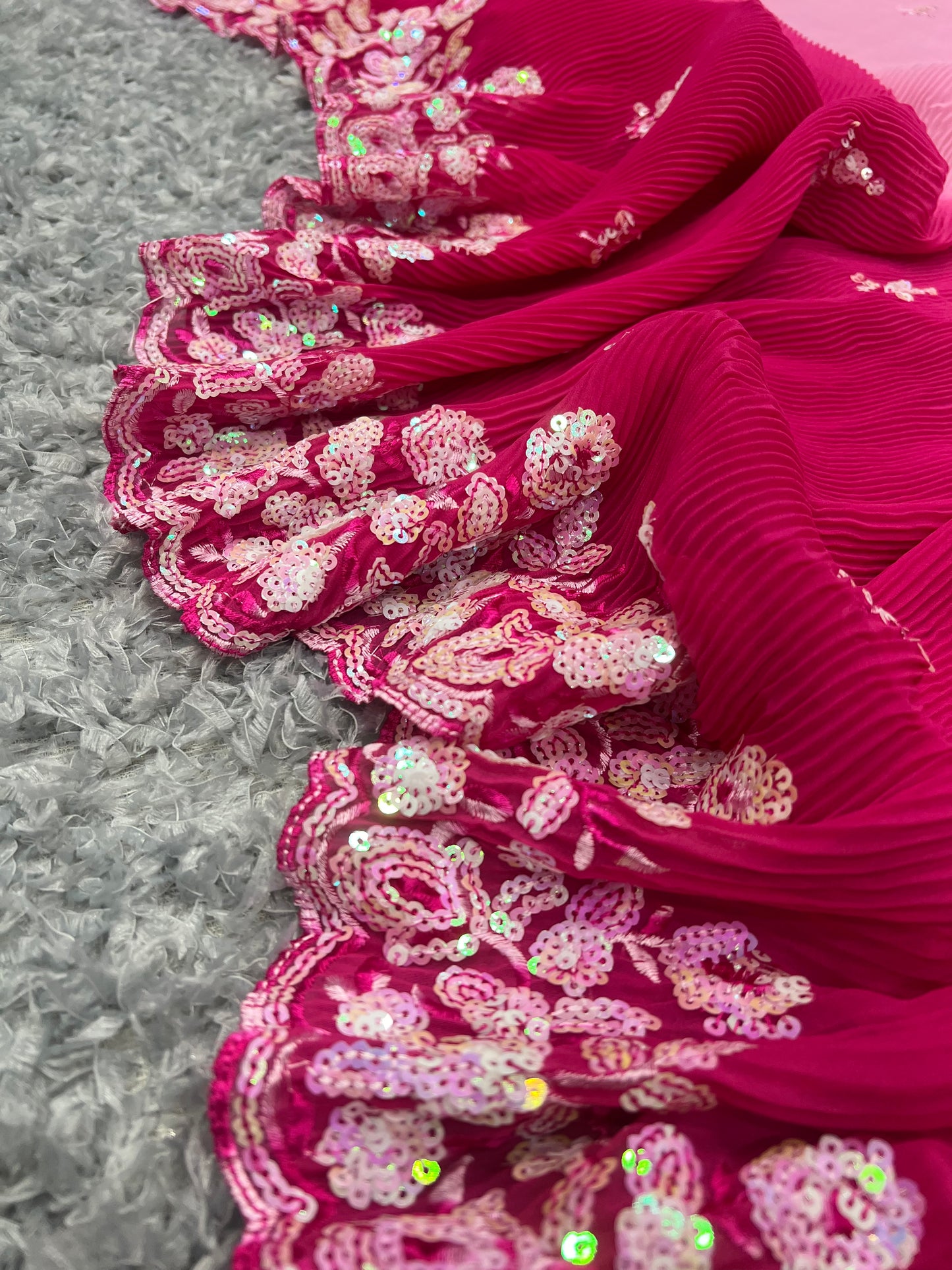 "Radiant Georgette Sequins With Crush Saree - Elevate Your Occasions"