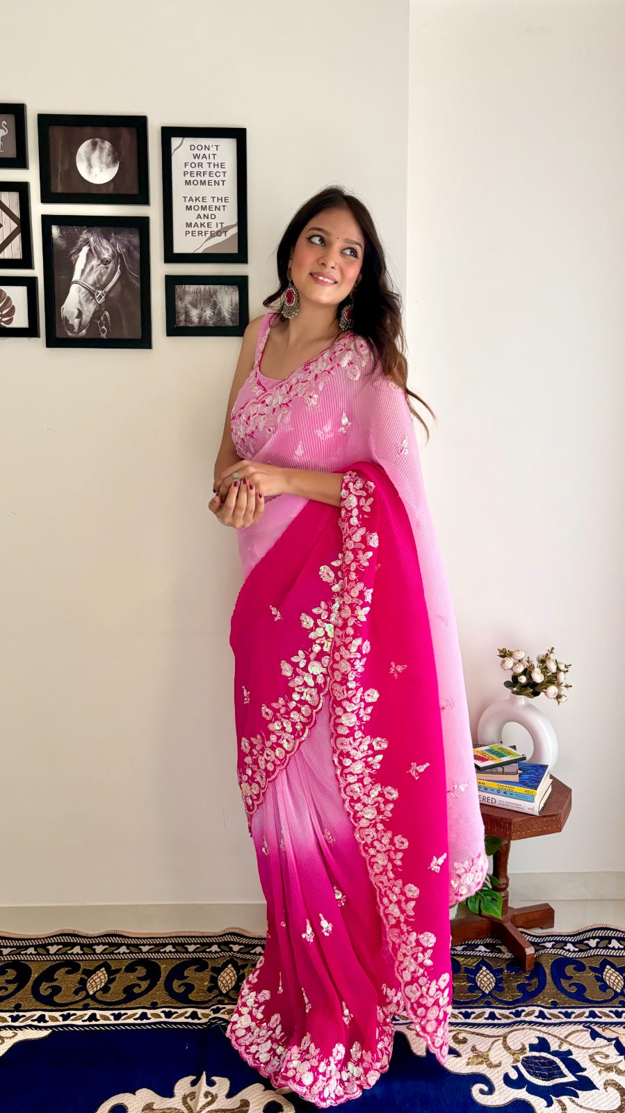 "Radiant Georgette Sequins With Crush Saree - Elevate Your Occasions"