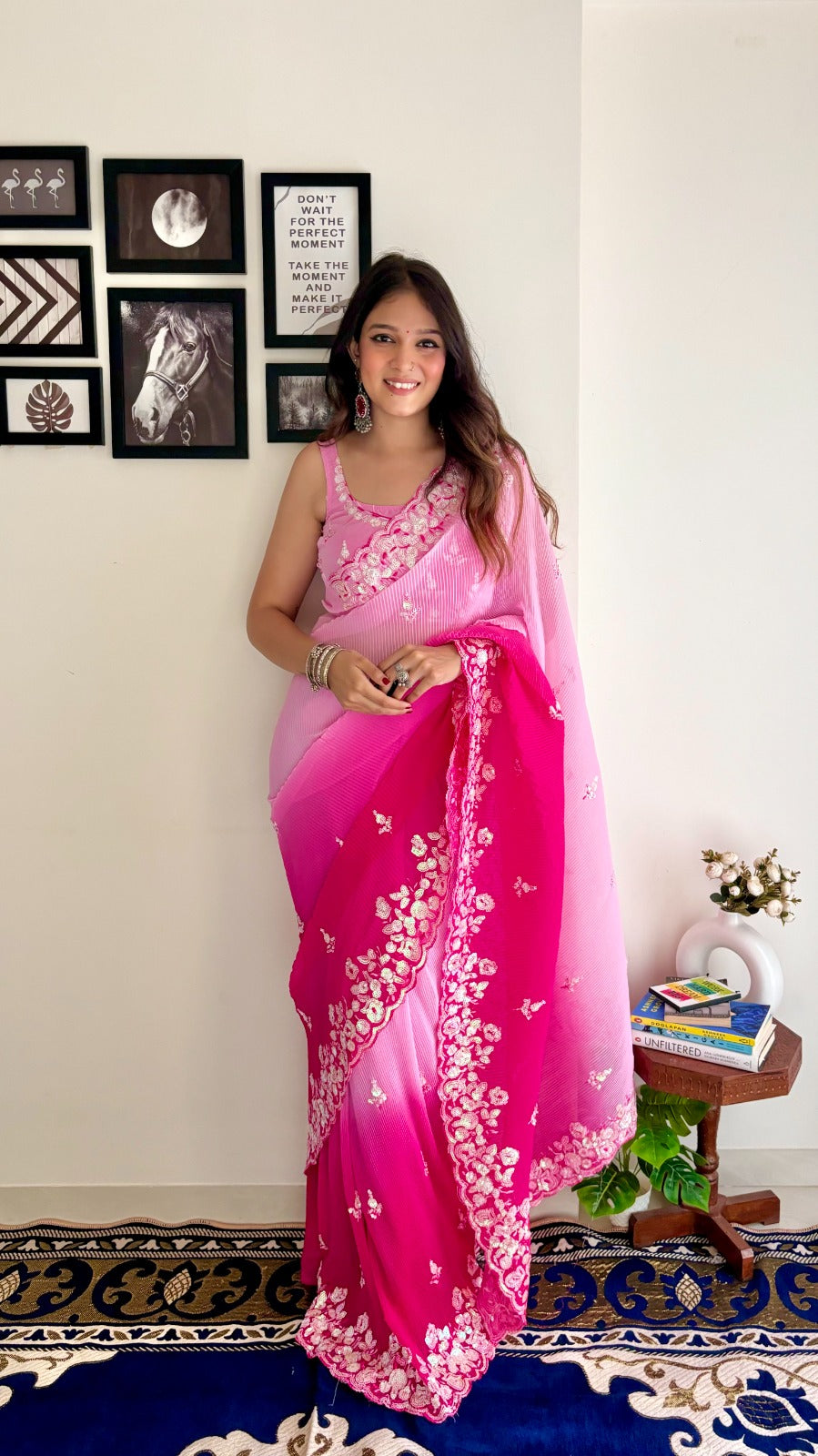 "Radiant Georgette Sequins With Crush Saree - Elevate Your Occasions"