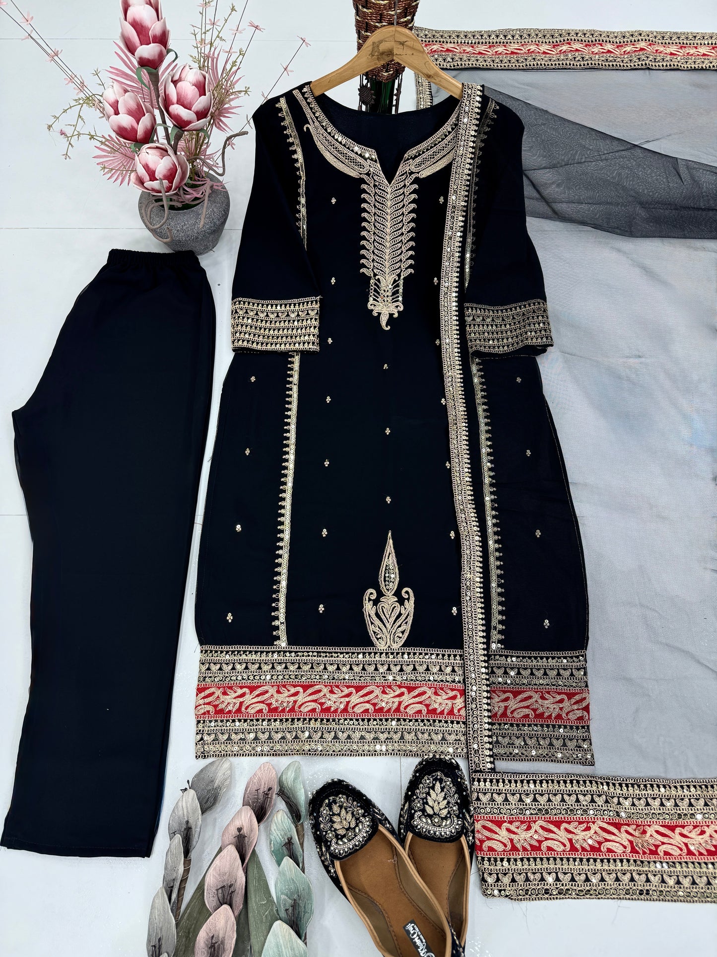 Bollywood Style Heavy Embroidery Cording Sequence Party Wear Kurti Set