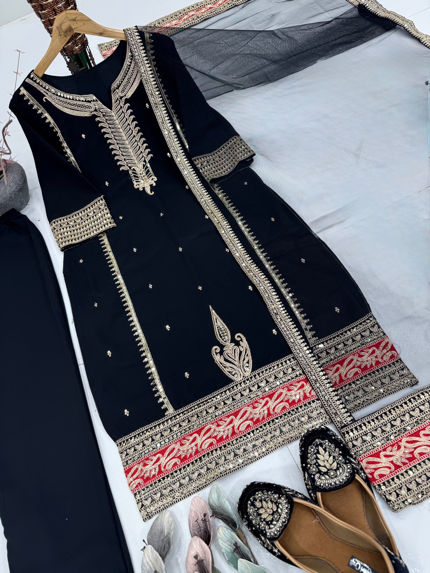 Bollywood Style Heavy Embroidery Cording Sequence Party Wear Kurti Set