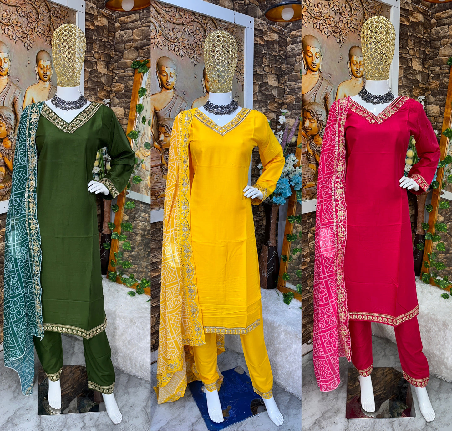 "Embroidered Rayon Party Wear Kurta Set with Digital Print Dupatta"