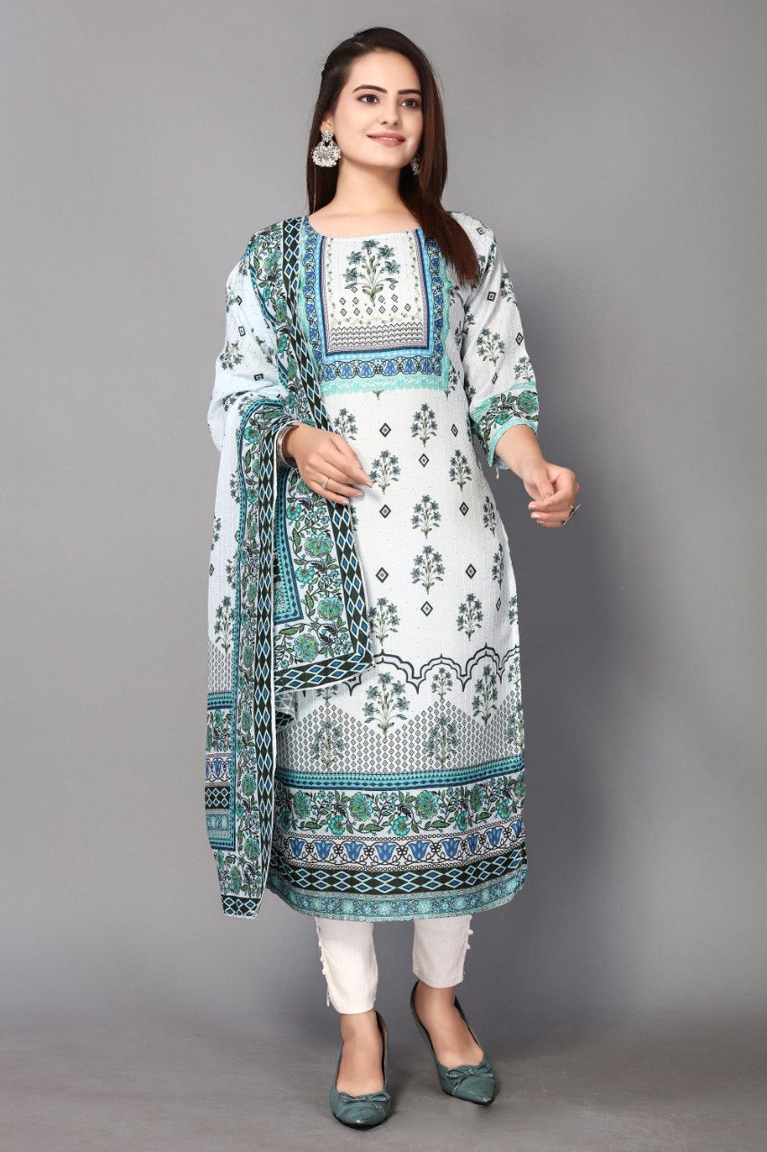 Stunning Kurti and Dupatta Sets: Light Colours and Digital Prints