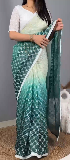 Women's SATRANGI Padding Colour Sequins Work Saree with Blouse