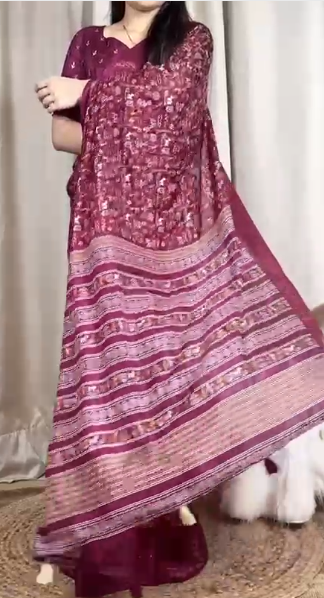 "Dreamy Kalamkari Print Saree: Embrace Royalty in Soft Cotton Elegance!"