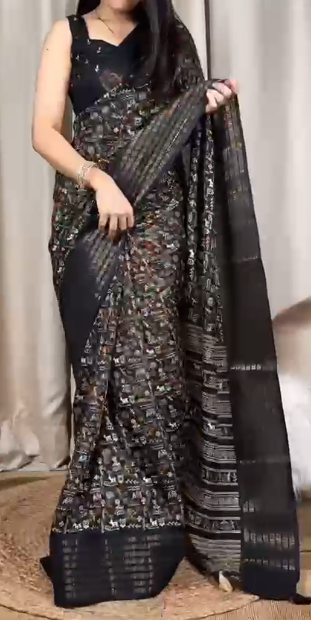 "Dreamy Kalamkari Print Saree: Embrace Royalty in Soft Cotton Elegance!"