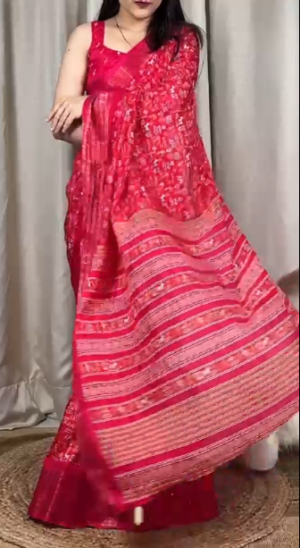 "Dreamy Kalamkari Print Saree: Embrace Royalty in Soft Cotton Elegance!"