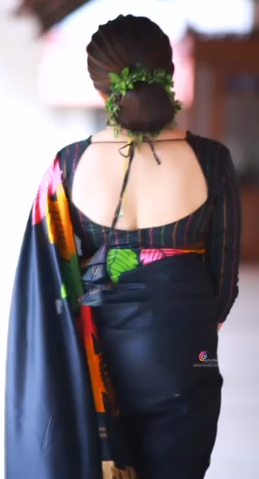 "Elegant Soft Silk Multicolour Leaf Woven Saree with Zari Pallu - Black Beauty"