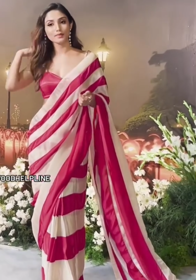 "Dazzling Donal Bisht Inspired Japan Satin Digital Print Saree - Exclusive Ethnic Elegance!"