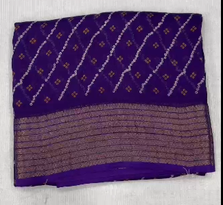 Heavy Gold Super Border & Bandhani Laheriya Print Pure Viscose Saree with Running Blouse