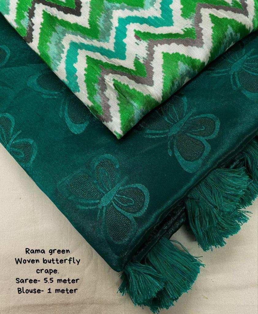 Soft Turkey Silk Woven Butterfly Design Saree with Mulberry Silk Printed Blouse