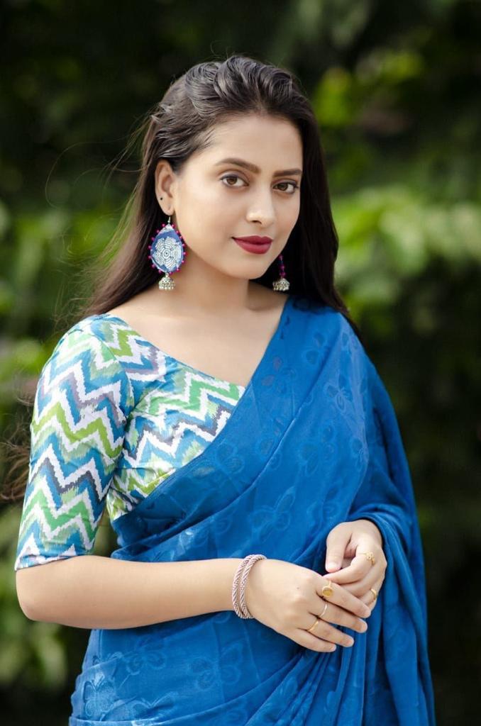 Soft Turkey Silk Woven Butterfly Design Saree with Mulberry Silk Printed Blouse