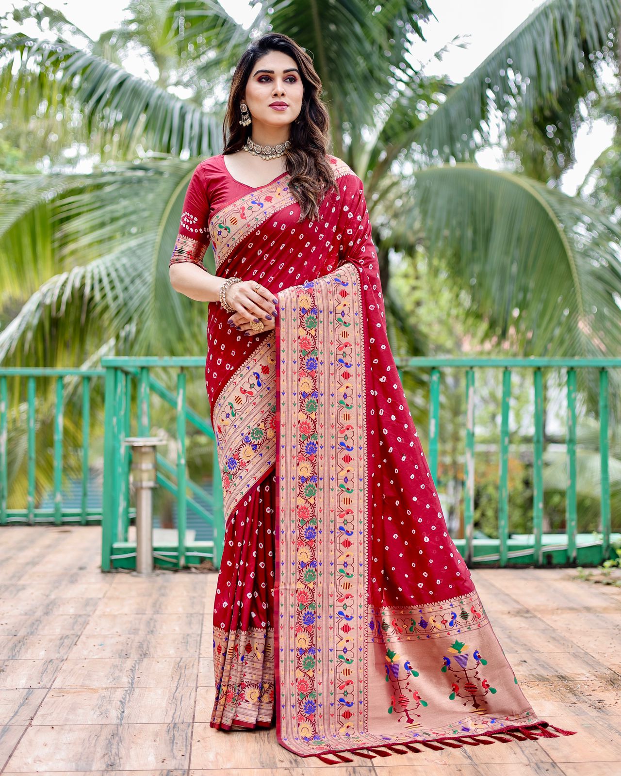 Luxurious Silk Drapes: Bandhej Paithani SIlk Saree With Blouse