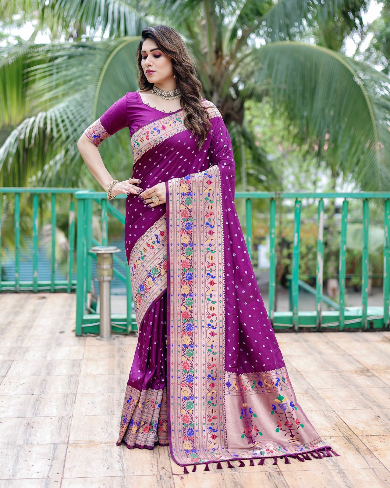 Luxurious Silk Drapes: Bandhej Paithani SIlk Saree With Blouse