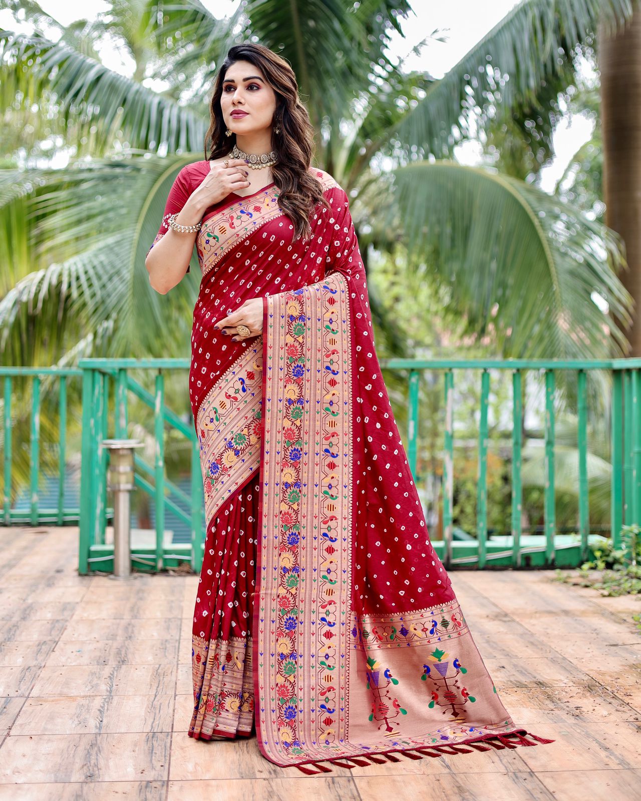 Luxurious Silk Drapes: Bandhej Paithani SIlk Saree With Blouse