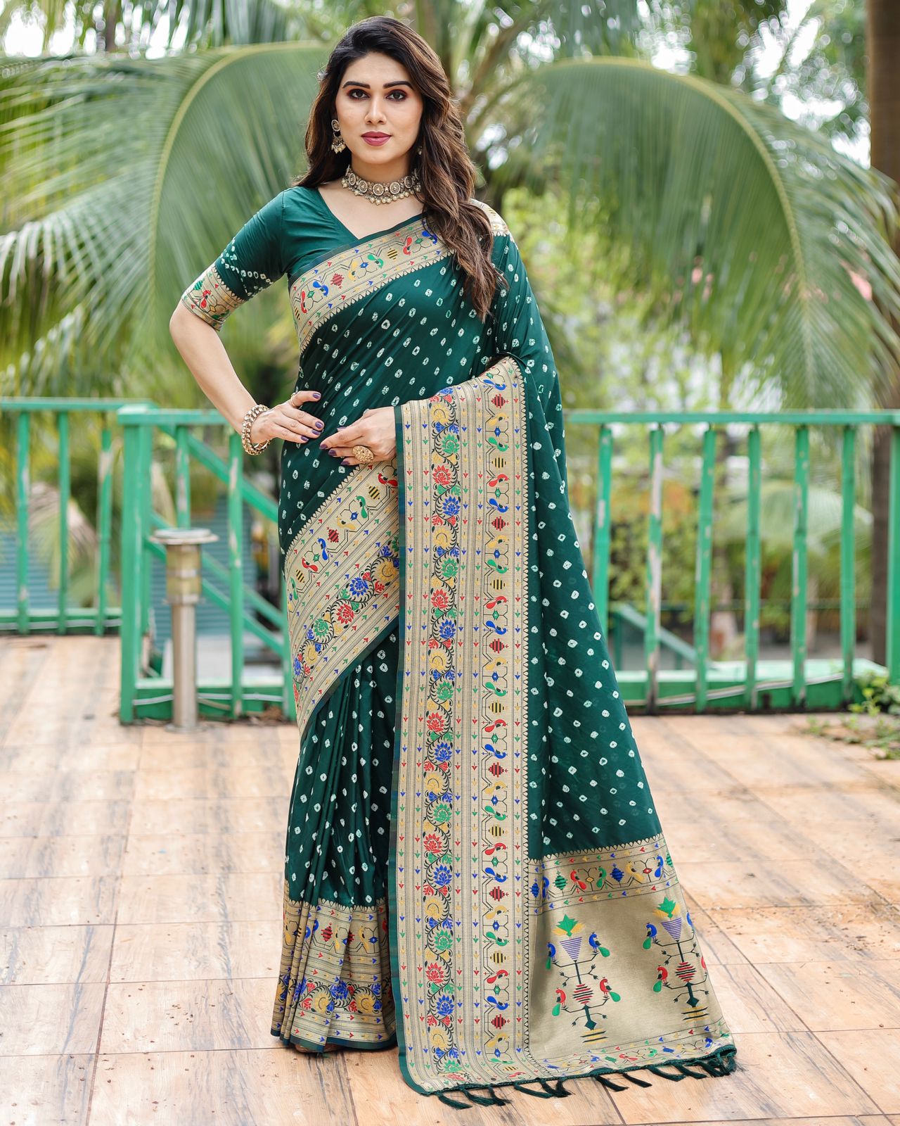 Luxurious Silk Drapes: Bandhej Paithani SIlk Saree With Blouse