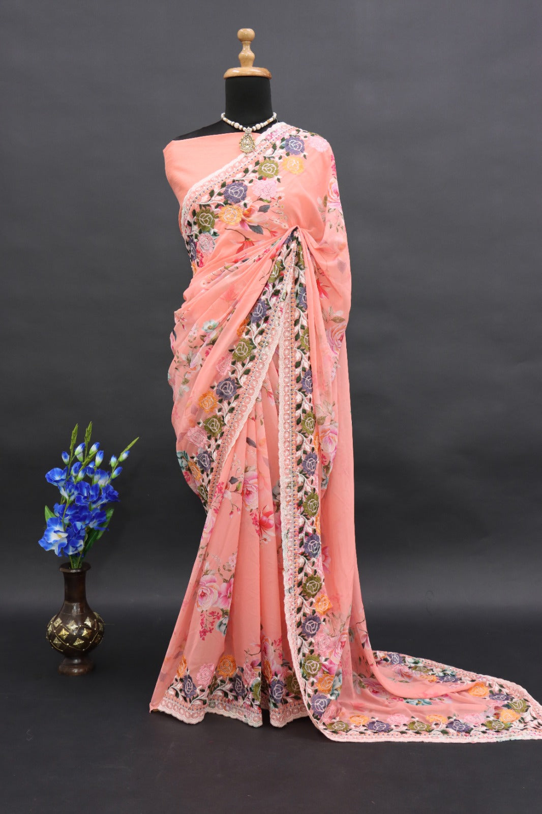 Women's Party Wear Digital Print and Sequins Designer Saree with Blouse