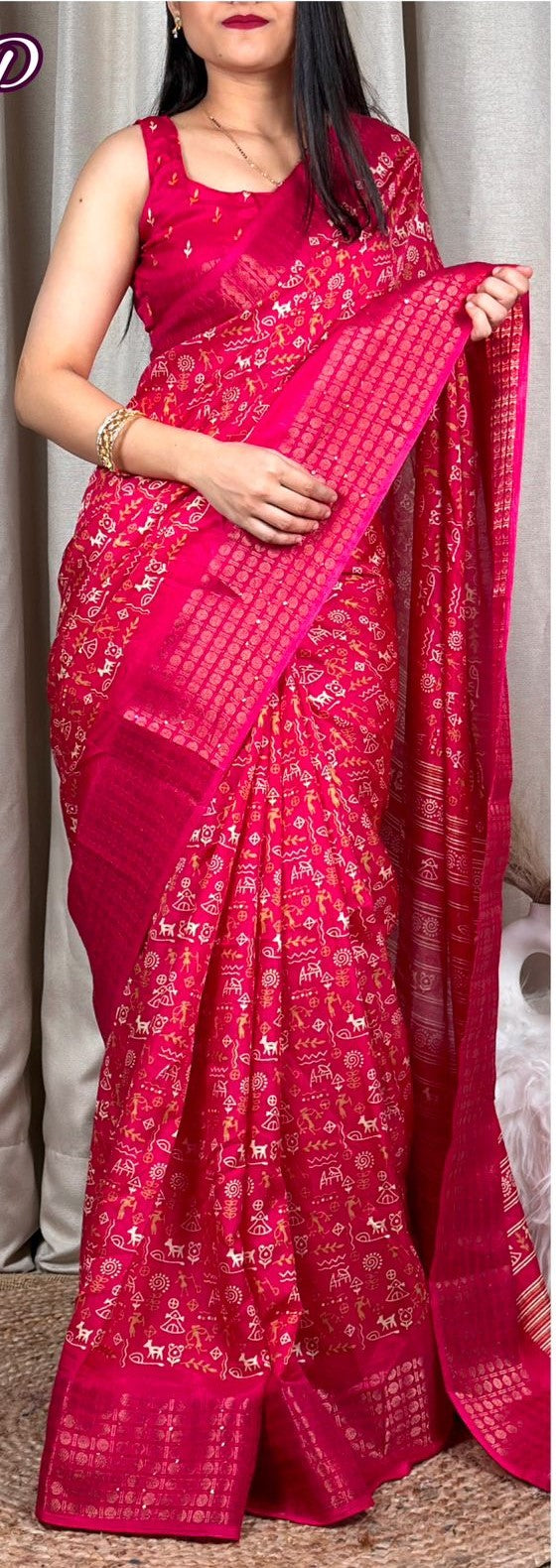 "Dreamy Kalamkari Print Saree: Embrace Royalty in Soft Cotton Elegance!"