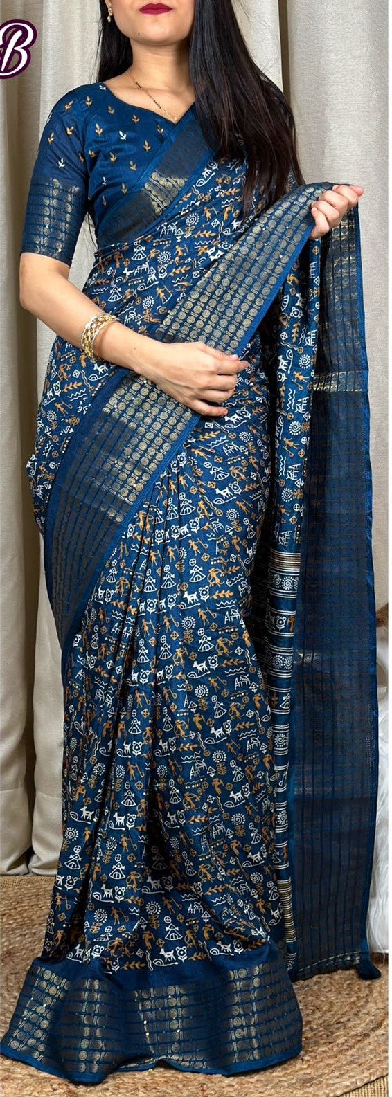 "Dreamy Kalamkari Print Saree: Embrace Royalty in Soft Cotton Elegance!"