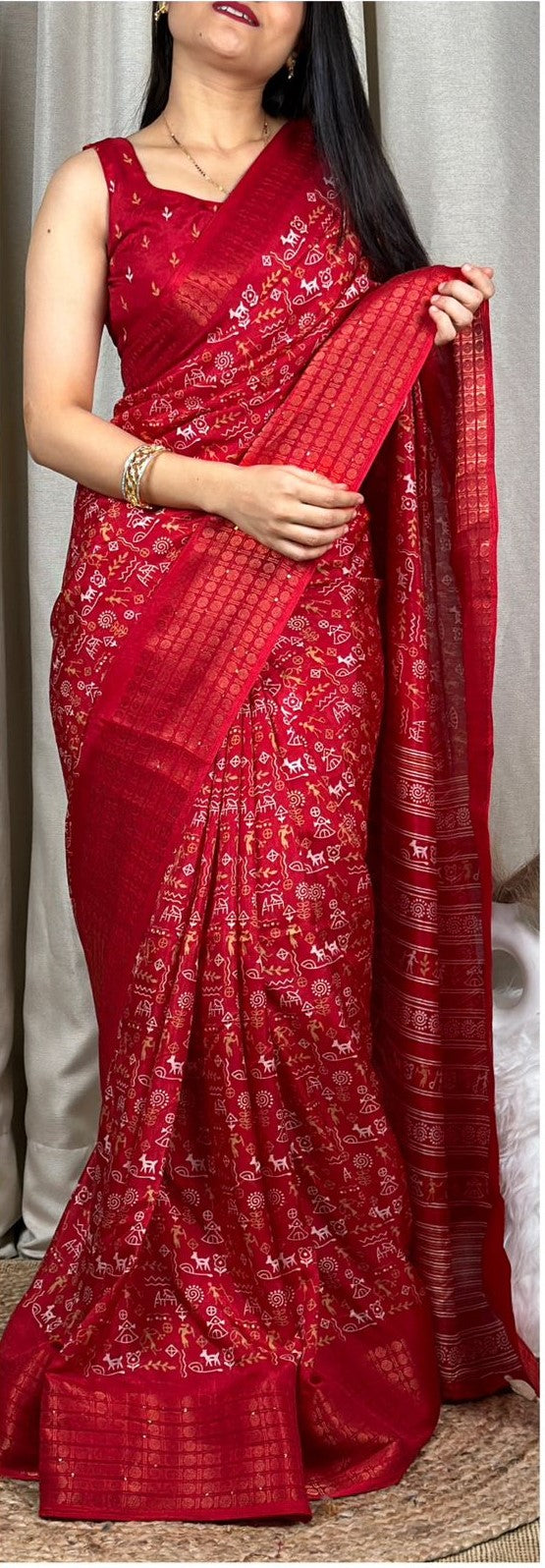 "Dreamy Kalamkari Print Saree: Embrace Royalty in Soft Cotton Elegance!"