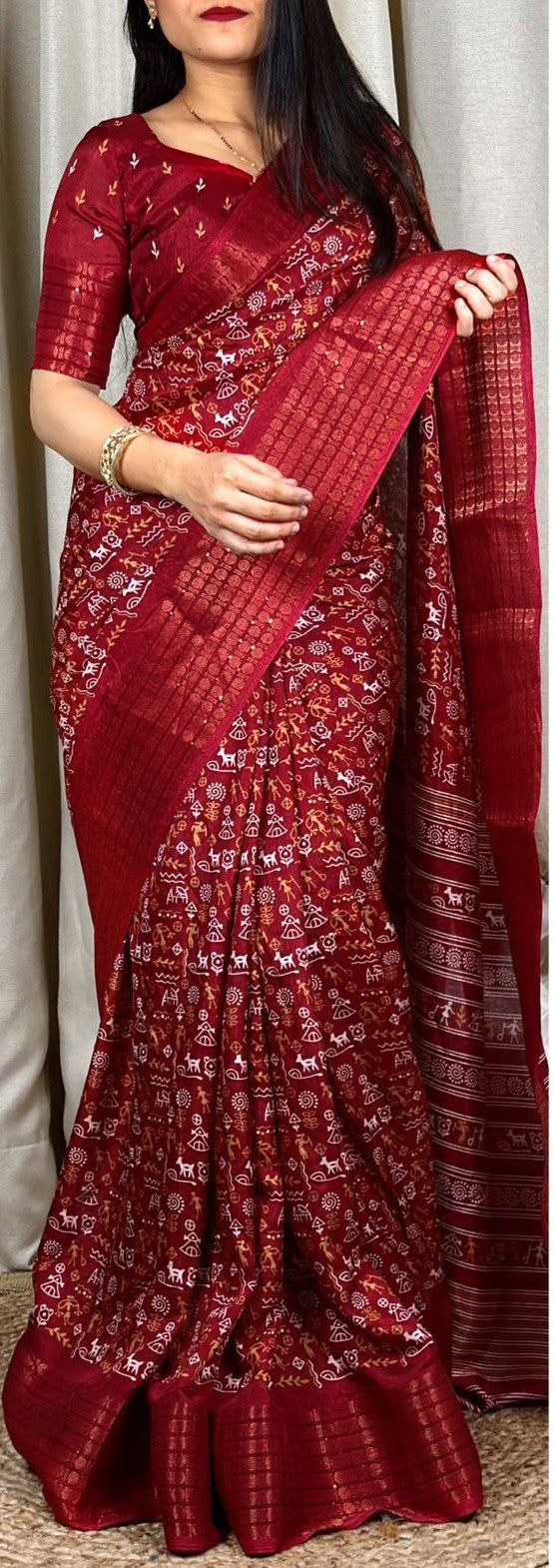 "Dreamy Kalamkari Print Saree: Embrace Royalty in Soft Cotton Elegance!"