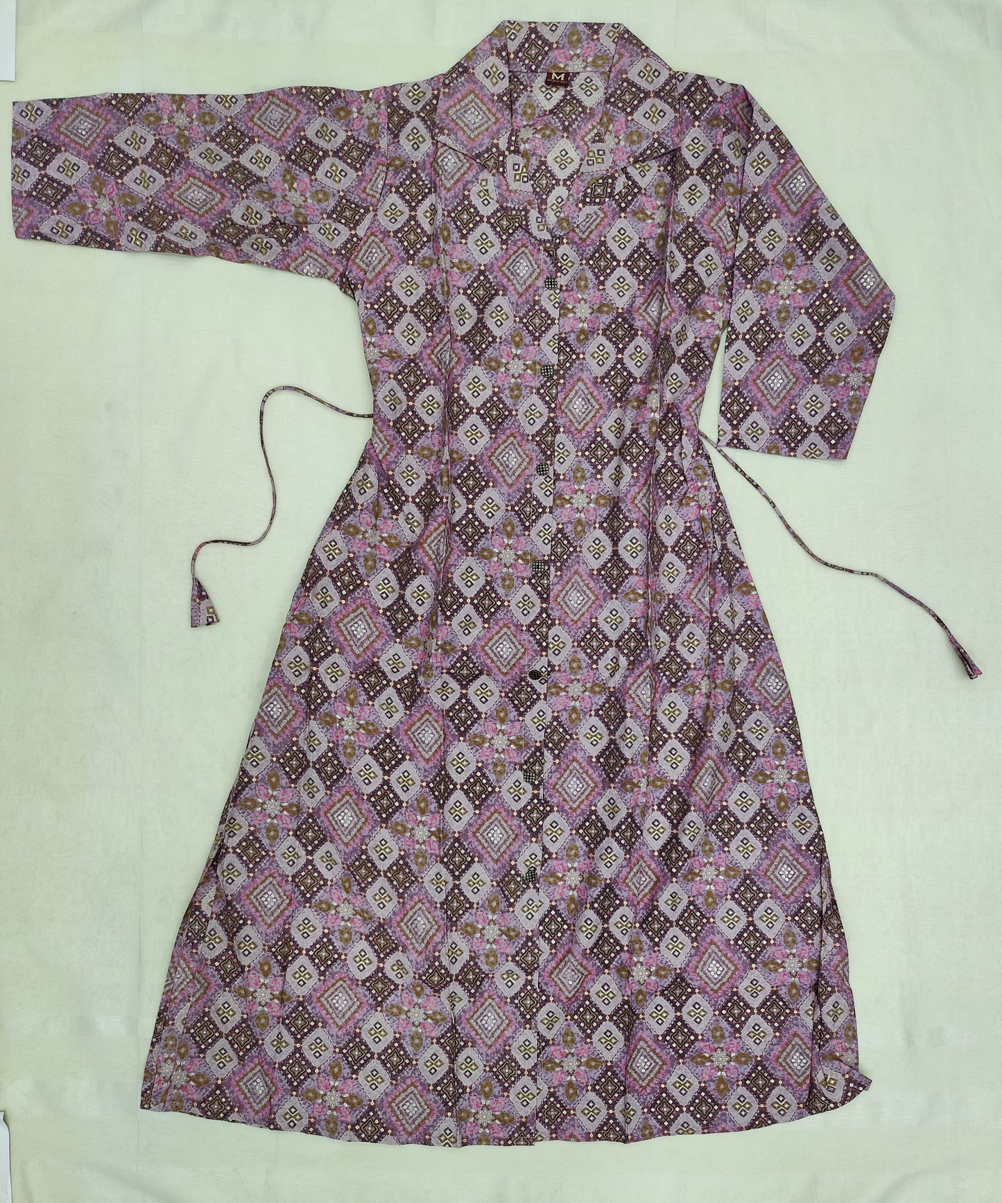 "Modal Silk A-Line Kurti: Pink & Blue | Fully Stitched, 43" Length | Sizes M-XXL"