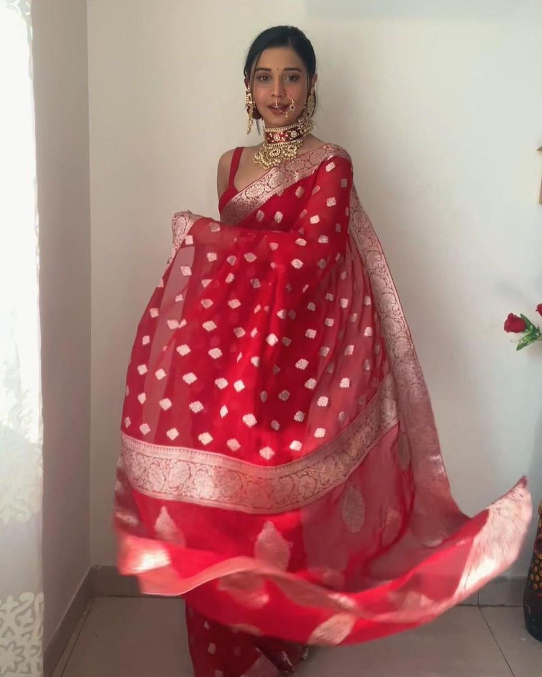 "Cotton Silk Jari Patta Saree: Ready-to-Wear Elegance with Jaquard Border and Rich Pallu"