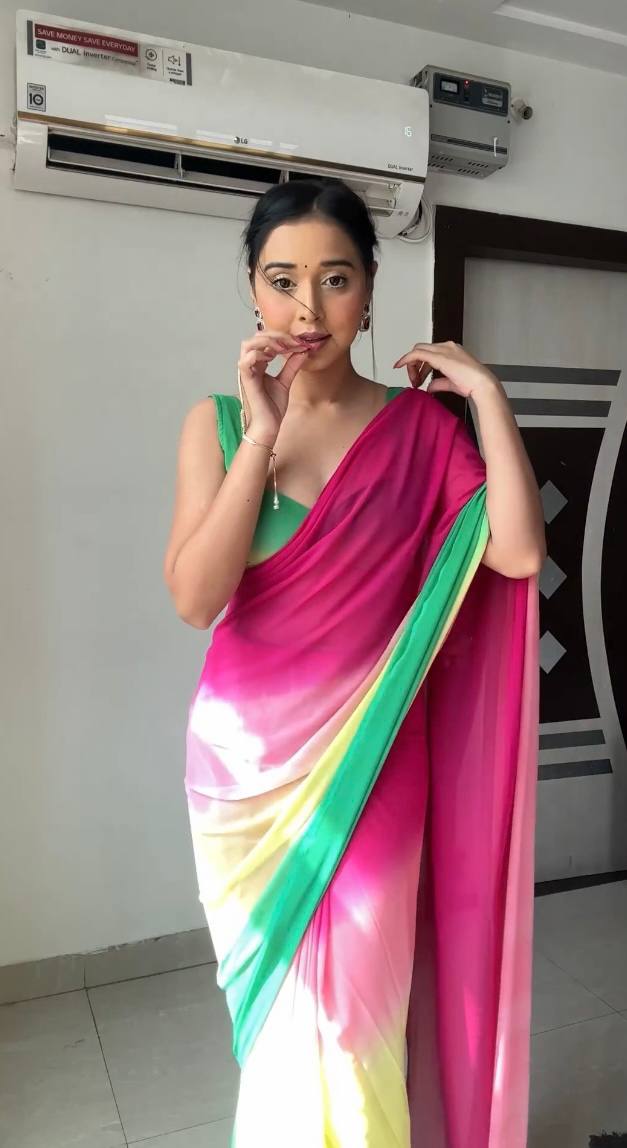 "Graceful Georgette Elegance: Ready To Wear Silk Saree with Stunning Multi-Color Design and Shining Unstitched Blouse Piece"