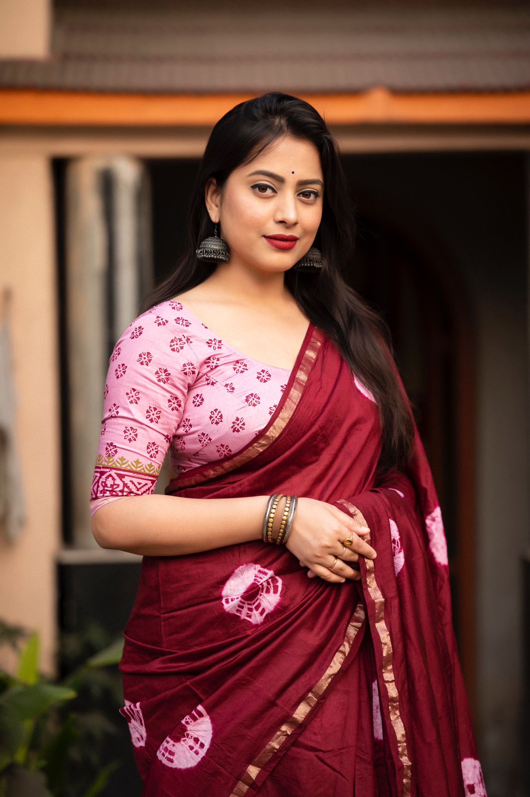 "Exquisite Shibori Cotton Saree: Handcrafted Elegance in Pure Chanderi Cotton"