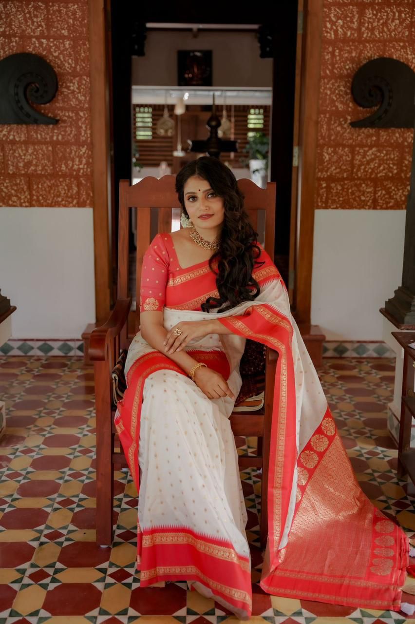 "Gradient Bliss Soft Silk Saree: White to Red & Black to Red with Bentex Border"