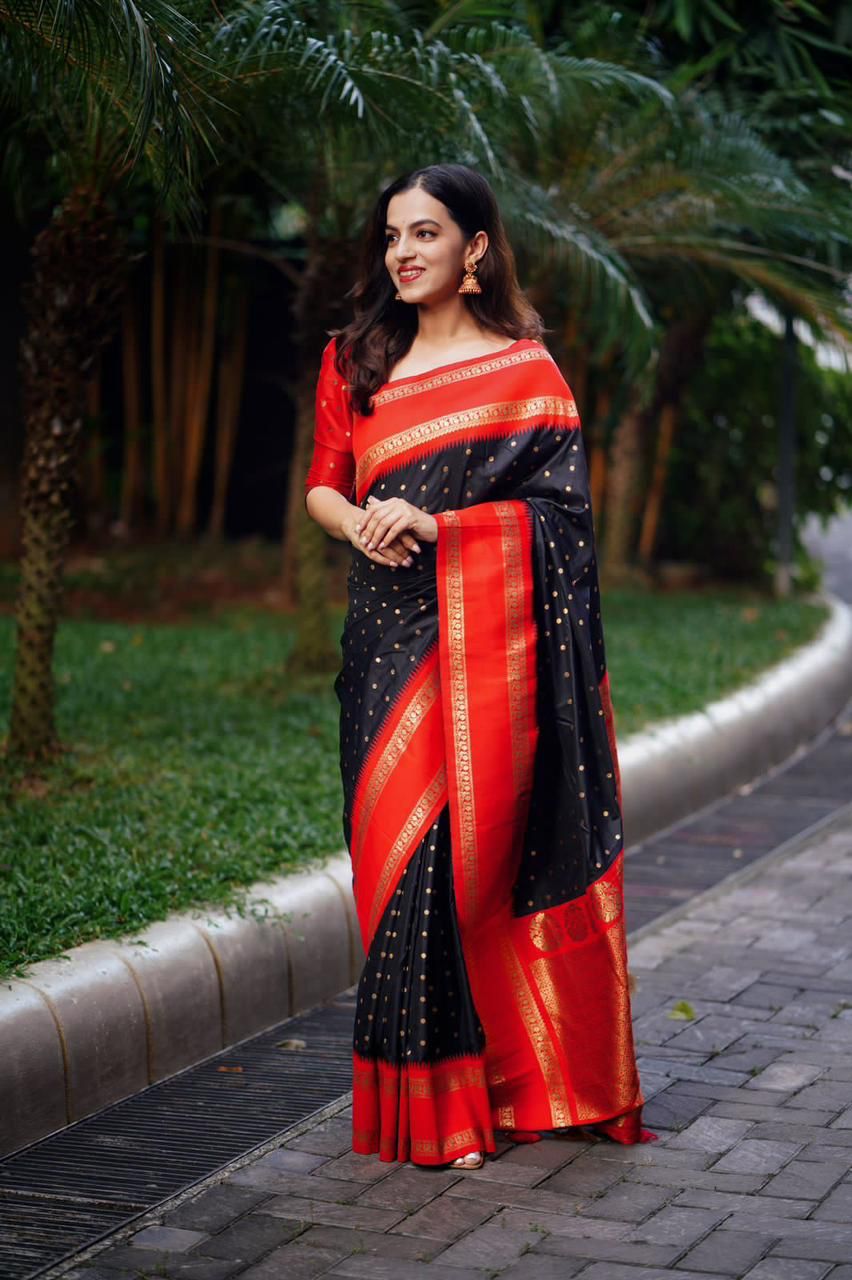 "Gradient Bliss Soft Silk Saree: White to Red & Black to Red with Bentex Border"