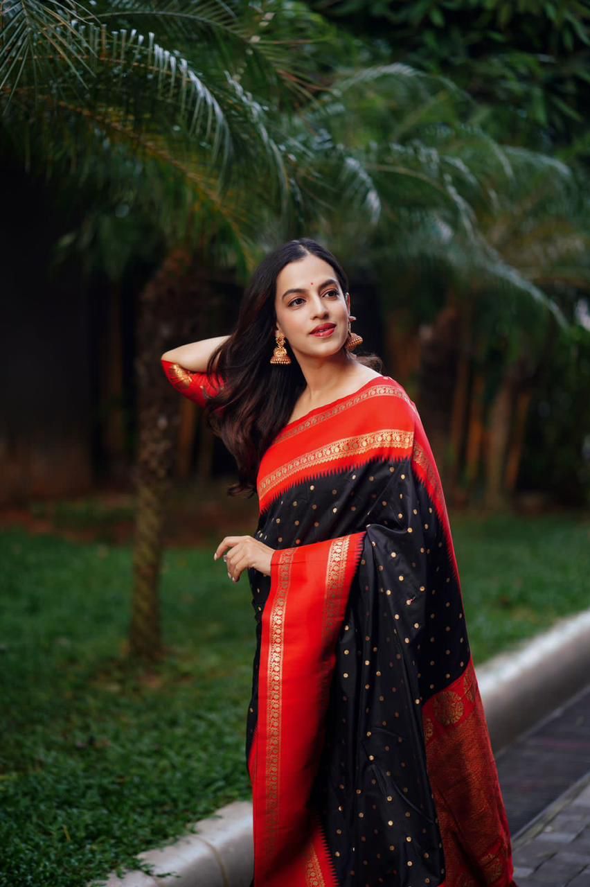 "Gradient Bliss Soft Silk Saree: White to Red & Black to Red with Bentex Border"