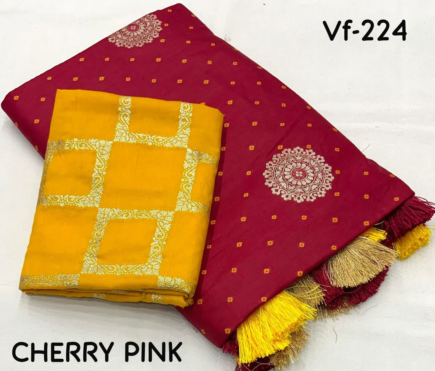 "Opulent Elegance: Pure Dola Silk Saree with Bandhej Woven Design & Banarsi Silk Blouse"